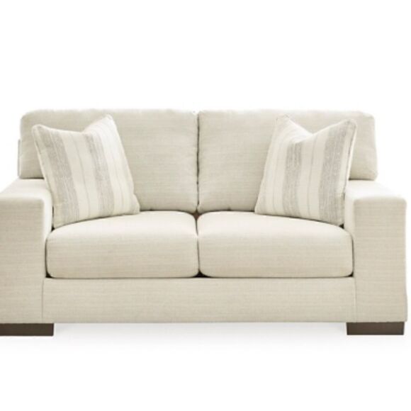 Set of 2 Upholstered Ivory and Tan 20”x20” Throw Pillows from Ashley Furniture - Picture 1 of 10